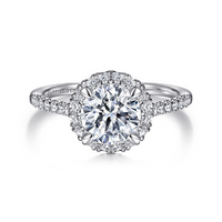 Gabriel & Co. Nicia 14K White Gold Round Halo Diamond Engagement Ring img1
