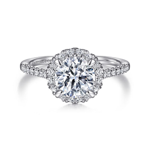 Gabriel & Co. Nicia 14K White Gold Round Halo Diamond Engagement Ring img1