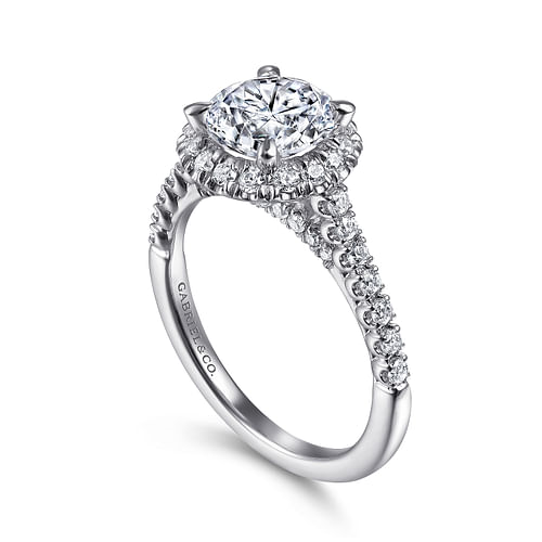Gabriel & Co. Nicia 14K White Gold Round Halo Diamond Engagement Ring img2