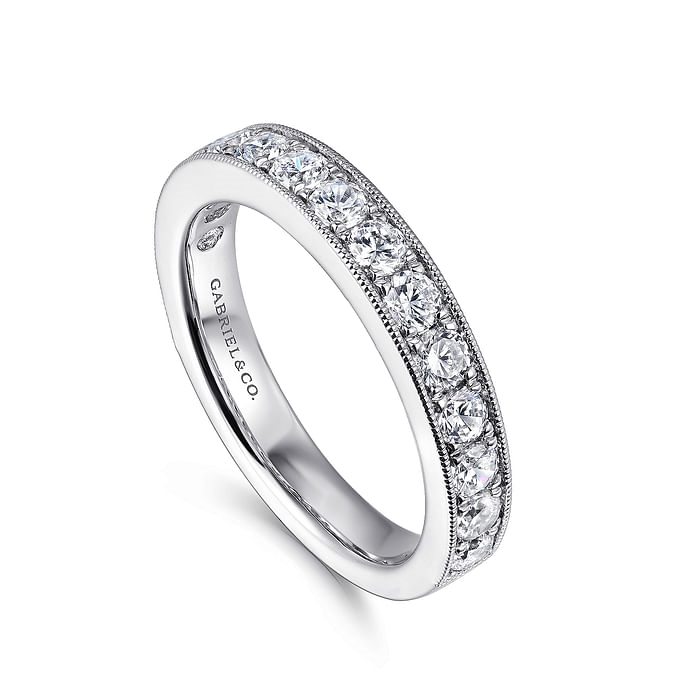 Gabriel & Co. Padua 14K White Gold Pave Set Wedding Band img1