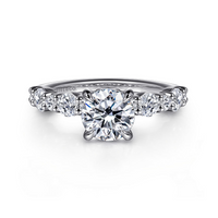 Gabriel & Co. Peak 14K White Gold Round Diamond Engagement Ring img1