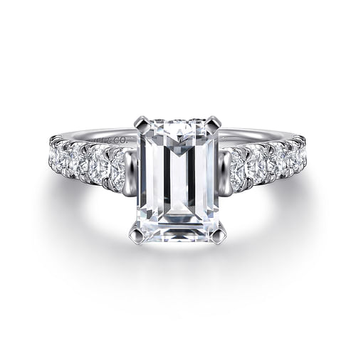 Gabriel & Co. Piper 14K White Gold Emerald Cut Diamond Engagement Ring img1