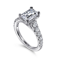Gabriel & Co. Piper 14K White Gold Emerald Cut Diamond Engagement Ring img2