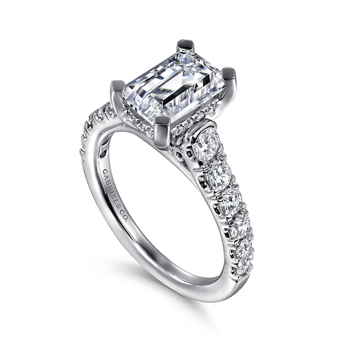 Gabriel & Co. Piper 14K White Gold Emerald Cut Diamond Engagement Ring img2
