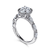 Gabriel & Co. Posh 14K White Gold Round Diamond Engagement Ring img2