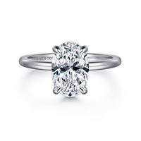 Gabriel & Co. Rainah 14K White Gold Hidden Halo Oval Diamond Engagement Ring img1
