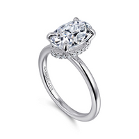 Gabriel & Co. Rainah 14K White Gold Hidden Halo Oval Diamond Engagement Ring img2