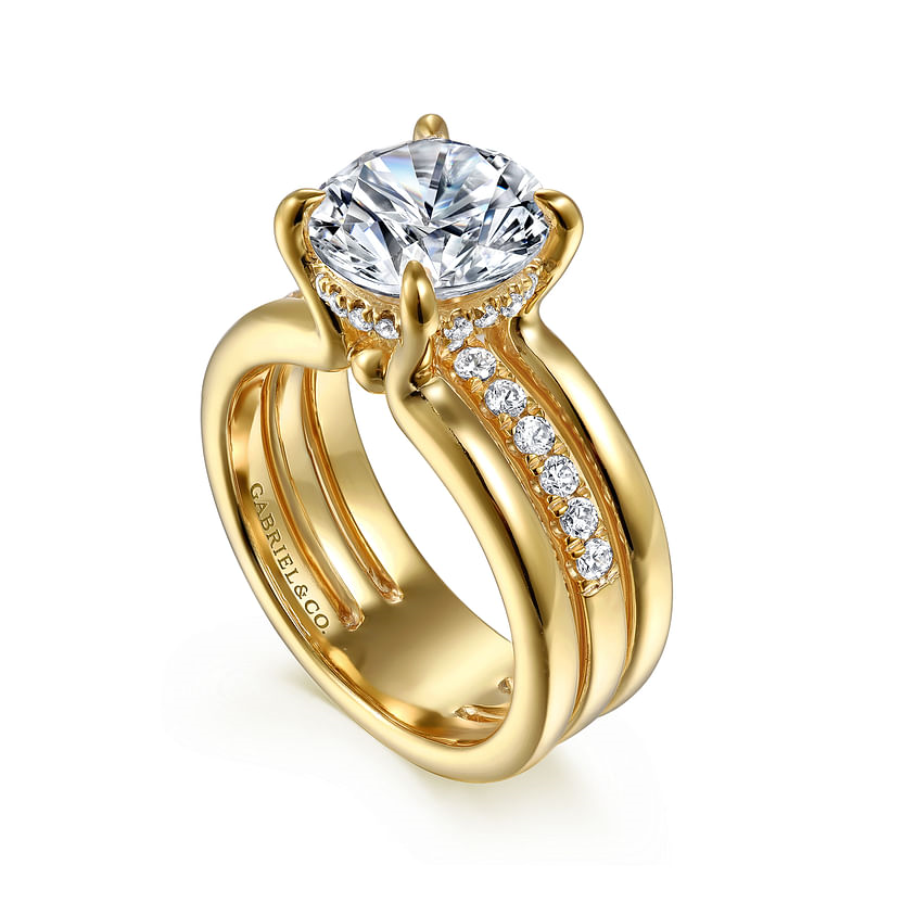Gabriel & Co. Reeba 14K Yellow Gold Round Diamond Engagement Ring img2