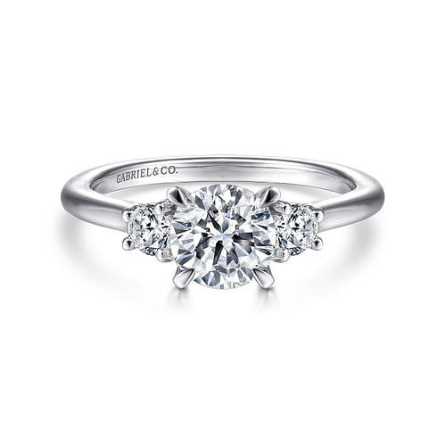 Gabriel & Co. Sanaa 14K White Gold Round 3 Stone Diamond Engagement Ring img1