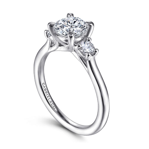Gabriel & Co. Sanaa 14K White Gold Round 3 Stone Diamond Engagement Ring img2