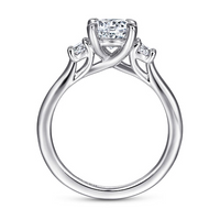 Gabriel & Co. Sanaa 14K White Gold Round 3 Stone Diamond Engagement Ring img3