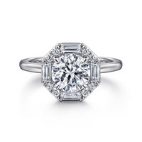 Gabriel & Co. Seina 14K White Gold Round Halo Diamond Engagement Ring img1