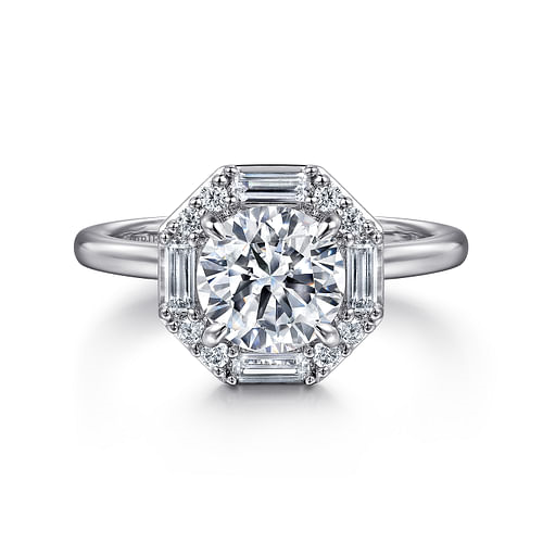 Gabriel & Co. Seina 14K White Gold Round Halo Diamond Engagement Ring img1