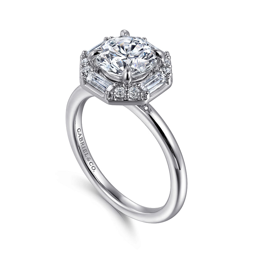 Gabriel & Co. Seina 14K White Gold Round Halo Diamond Engagement Ring img2