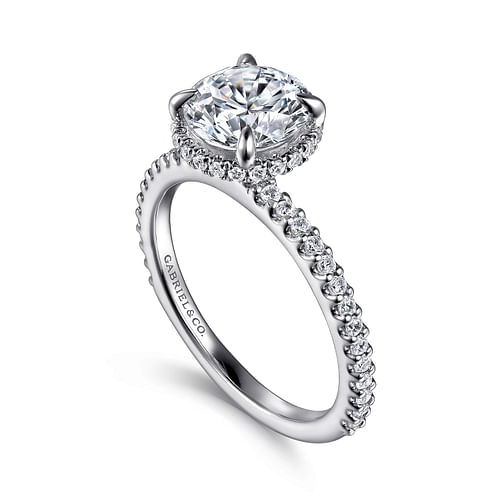 Gabriel & Co. Senne 14K White Gold Round Diamond Engagement Ring img2