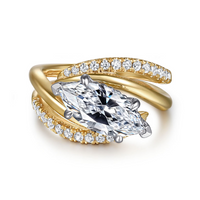 Gabriel & Co. Slate 14K White and Yellow Gold Bypass Marquise Shape Diamond Engagement Ring img1
