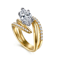 Gabriel & Co. Slate 14K White and Yellow Gold Bypass Marquise Shape Diamond Engagement Ring img2
