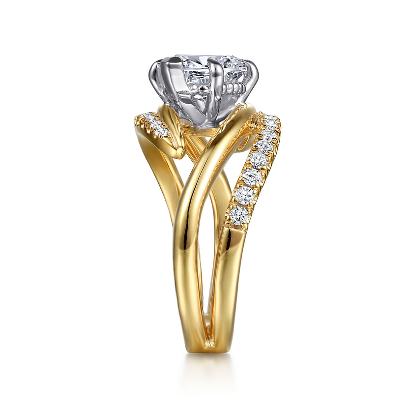 Gabriel & Co. Slate 14K White and Yellow Gold Bypass Marquise Shape Diamond Engagement Ring img3