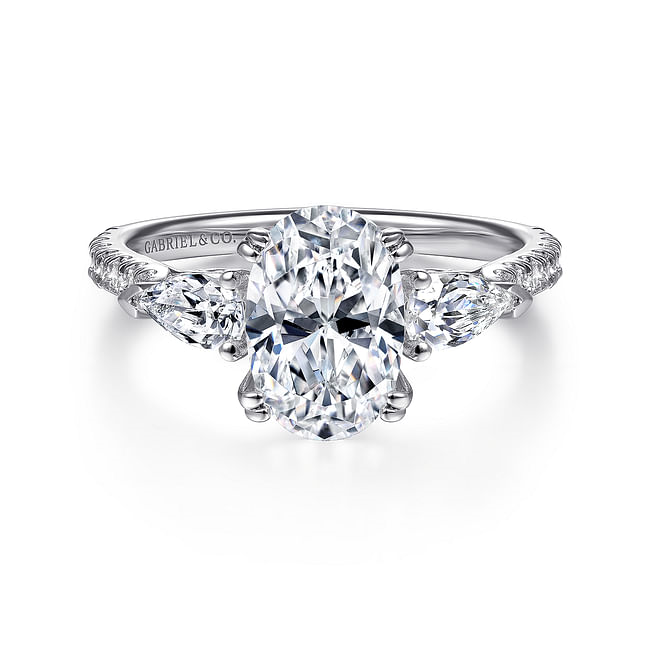 Gabriel & Co. Sookie 14K White Gold Oval Three Stone Diamond Engagement Ring img1