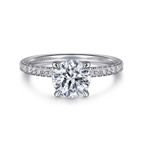 Gabriel & Co. Stasia 14K White Gold Round Diamond Engagement Ring img1