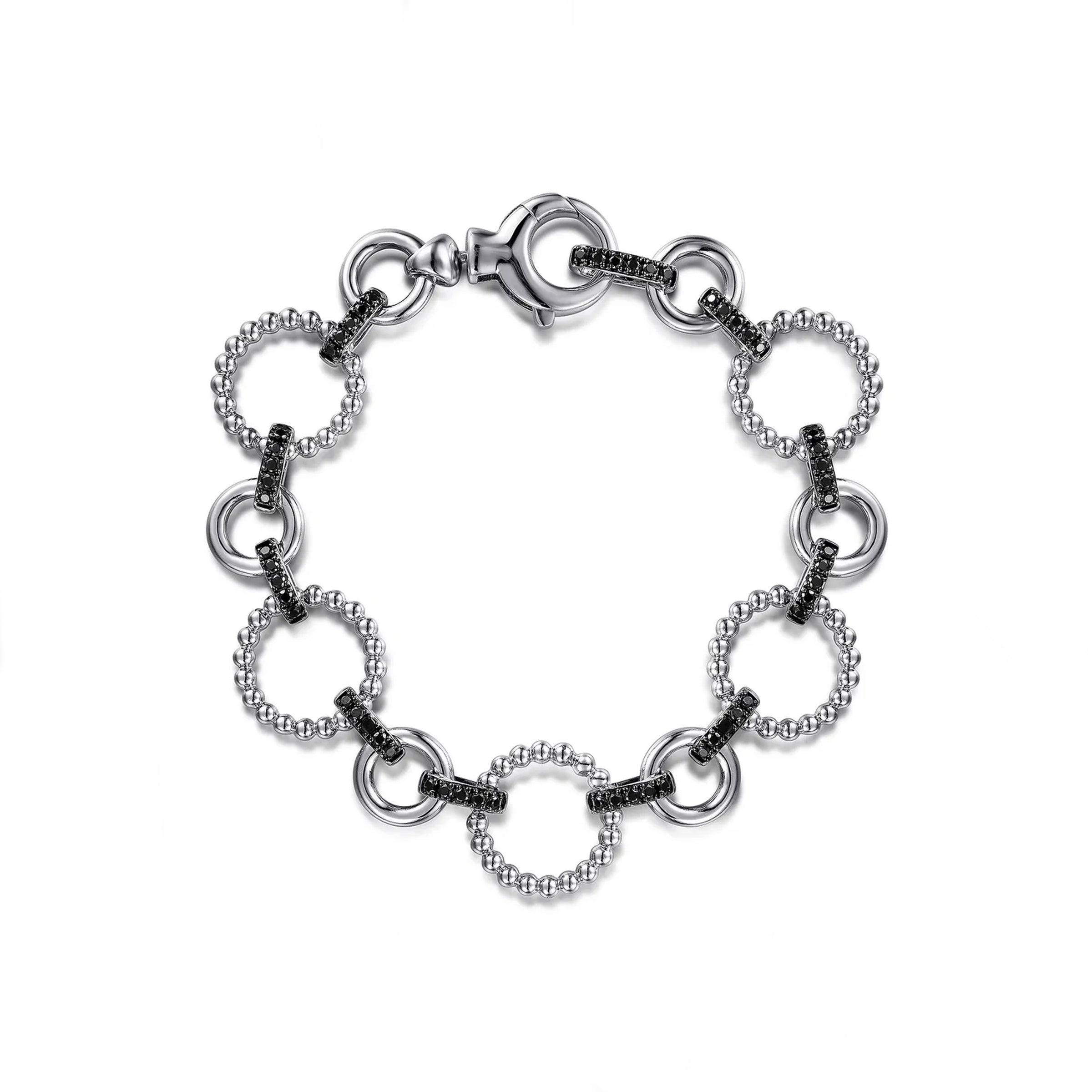 Gabriel & Co. Sterling Silver Black Spinel Bujukan Link Tennis Bracelet