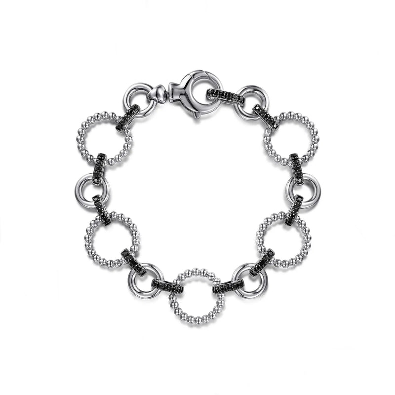 Gabriel & Co. Sterling Silver Black Spinel Bujukan Link Tennis Bracelet