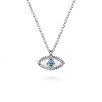Gabriel & Co. Sterling Silver Blue Topaz Evil Eye Necklace