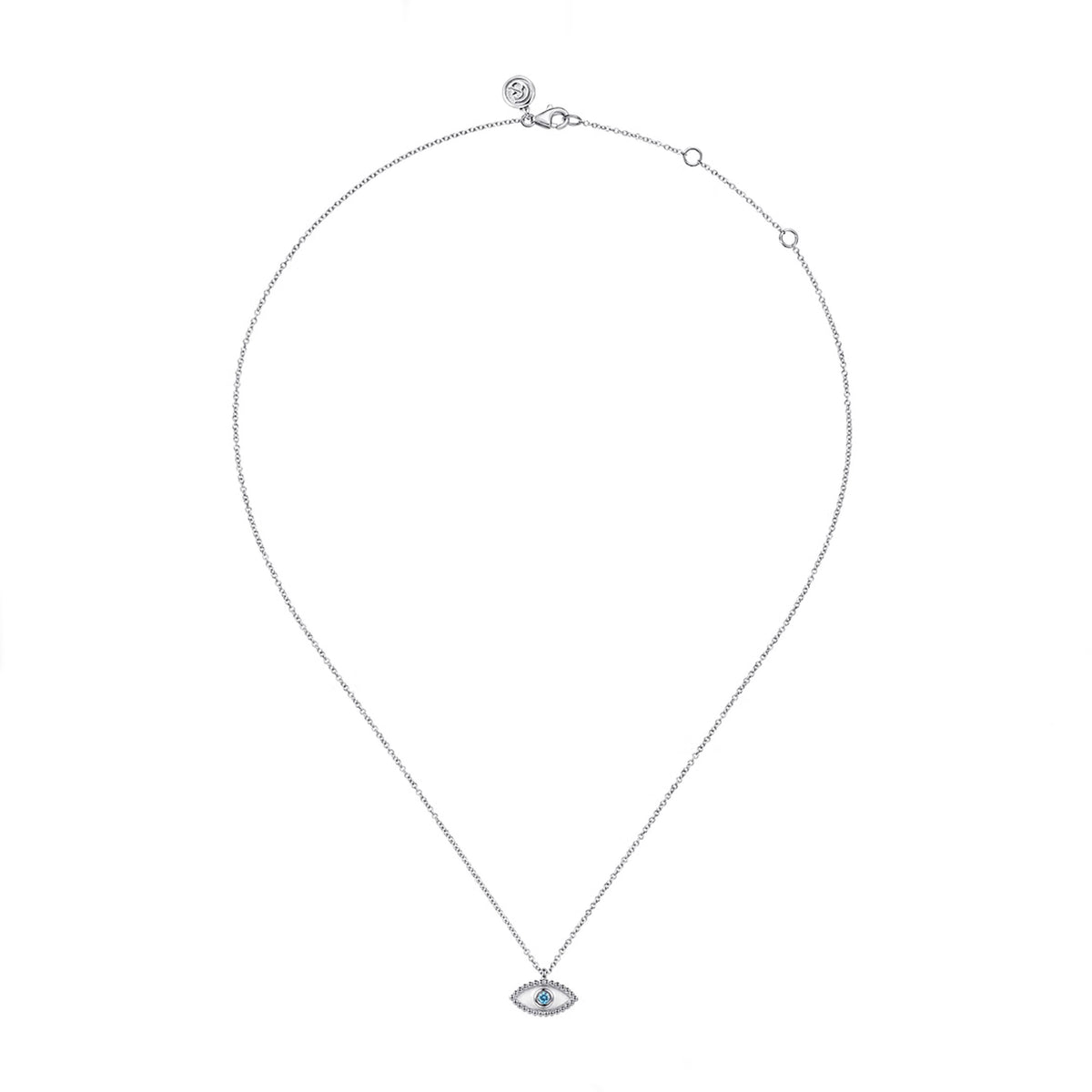 Gabriel & Co. Sterling Silver Blue Topaz Evil Eye Necklace img2