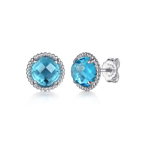 Gabriel & Co. Sterling Silver Bujukan Blue Topaz Stud Earrings