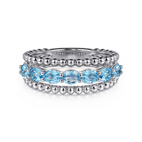 Gabriel & Co. Sterling Silver Bujukan Swiss Blue Topaz Easy Stackable Ring