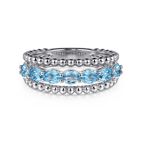 Gabriel & Co. Sterling Silver Bujukan Swiss Blue Topaz Easy Stackable Ring