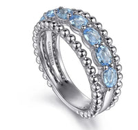 Gabriel & Co. Sterling Silver Bujukan Swiss Blue Topaz Easy Stackable Ring Image 1
