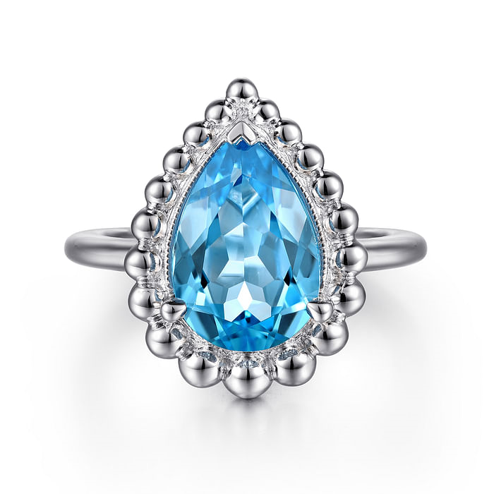 Gabriel & Co. Sterling Silver Bujukan Swiss Blue Topaz Ring