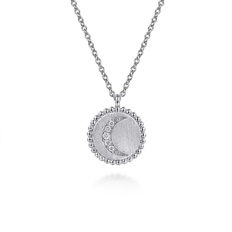 Gabriel & Co. Sterling Silver Diamond Bujukan Moon Medallion Necklace