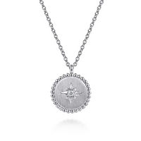Gabriel & Co. Sterling Silver Diamond Bujukan Starburst Medallion Necklace