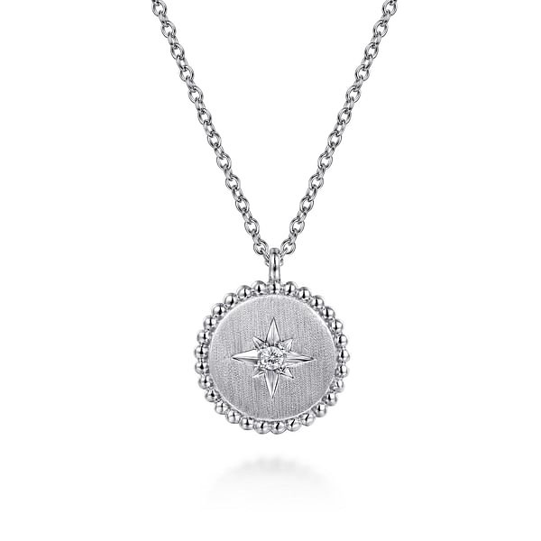Gabriel & Co. Sterling Silver Diamond Bujukan Starburst Medallion Necklace