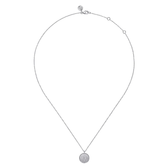 Gabriel & Co. Sterling Silver Diamond Bujukan Starburst Medallion Necklace Image 1