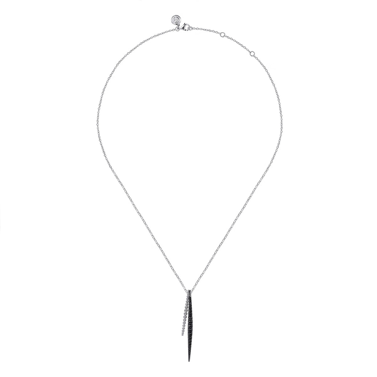 Gabriel & Co. Sterling Silver Graduated Black Spinel Spike Necklace img2