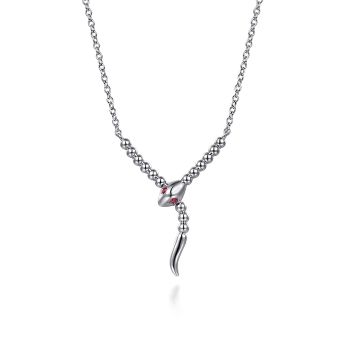 Gabriel & Co. Sterling Silver Snake Bujukan Ruby Y Necklace Image 1