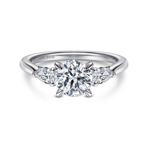 Gabriel & Co. Sunday 14K White Gold Round 3 Stone Diamond Engagement Ring img1