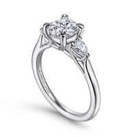 Gabriel & Co. Sunday 14K White Gold Round 3 Stone Diamond Engagement Ring img2