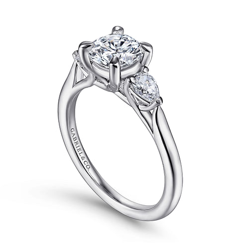 Gabriel & Co. Sunday 14K White Gold Round 3 Stone Diamond Engagement Ring img2