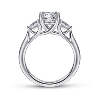 Gabriel & Co. Sunday 14K White Gold Round 3 Stone Diamond Engagement Ring img3
