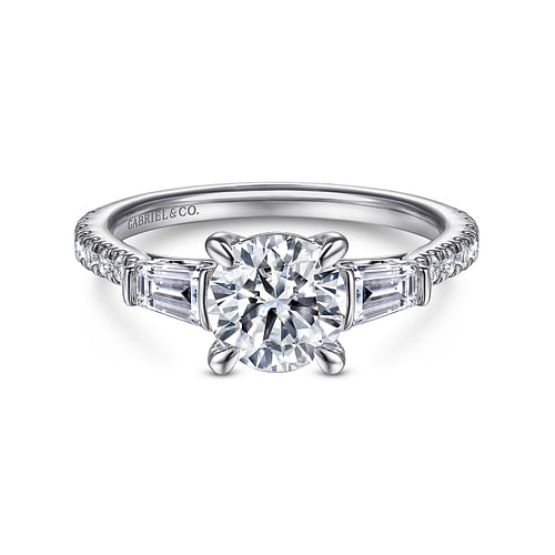 Gabriel & Co. Tierra 14K White Gold Round 3 Stone Diamond Channel Set Engagement Ring img1