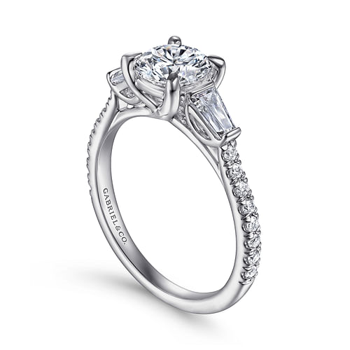 Gabriel & Co. Tierra 14K White Gold Round 3 Stone Diamond Channel Set Engagement Ring img2