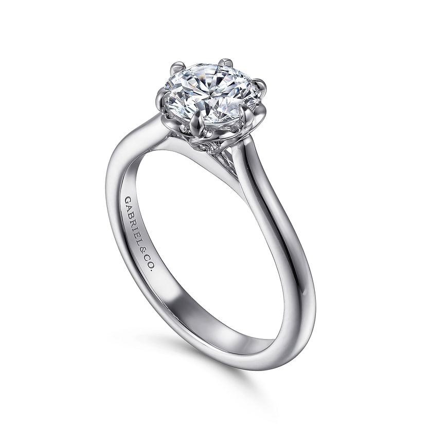Gabriel & Co. Tiona 14K White Gold Round Diamond Engagement Ring img2