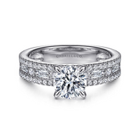 Gabriel & Co. Uliana 14K White Gold Wide Band Round Diamond Channel Set Engagement Ring img1