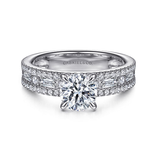 Gabriel & Co. Uliana 14K White Gold Wide Band Round Diamond Channel Set Engagement Ring img1