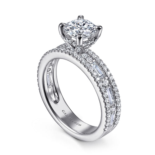 Gabriel & Co. Uliana 14K White Gold Wide Band Round Diamond Channel Set Engagement Ring img2