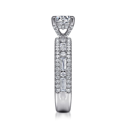 Gabriel & Co. Uliana 14K White Gold Wide Band Round Diamond Channel Set Engagement Ring img3